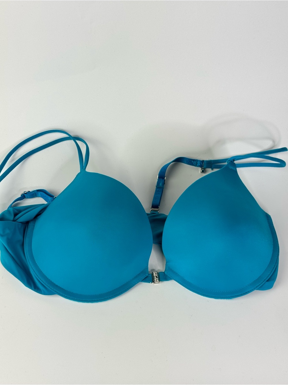 La Senza Push Up Bra 36B Underwired Teal Front Closure